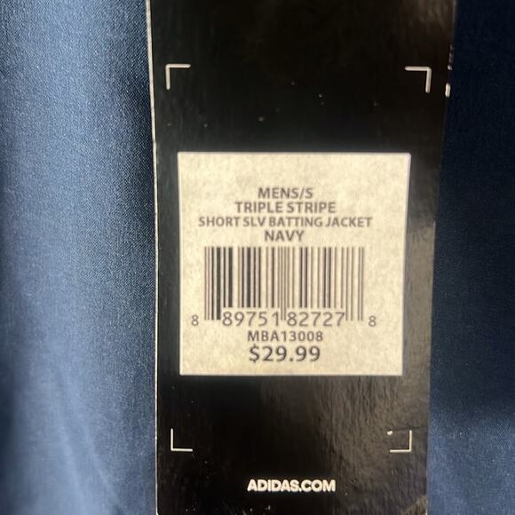 ADIDAS Men’s Triple Stripe Short Sleve Batting Jacket - Picture 8 of 8